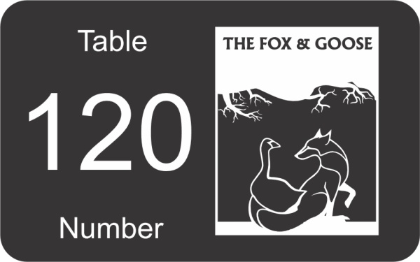 Black With White Table Number with Large Logo Self Adhesive